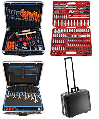 FAMEX 604-20 Trolley ABS Werkzeugkoffer Komplettset Top-Qualität mit 174-teiligem Steckschlüsselsatz
