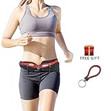 Keeact Running Belt for Hands-Free Workout Elastic Sweatproof Fanny Pack Perfect for Running Cycling Hiking Fitness Sport Waist Bag (Red Black)