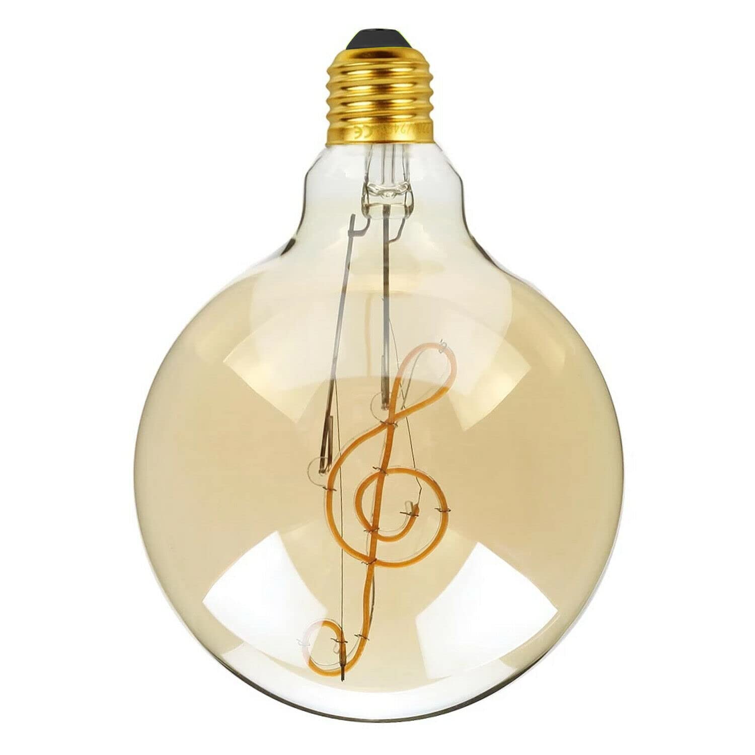 LEDSone G125 Vintage Edison LED Bulb 4W E27 Screw Base Warm White Light, Decorative Music Filament Globe Bulb Retro Style Music Design Filament Glass Antique Indoor Lamp and Decorative Lighting Bulb