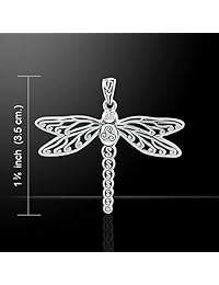 Joyería Plata de ley tendencias Triskele Celta Colgante de Libélula en 18 inch Caja Cadena Collar