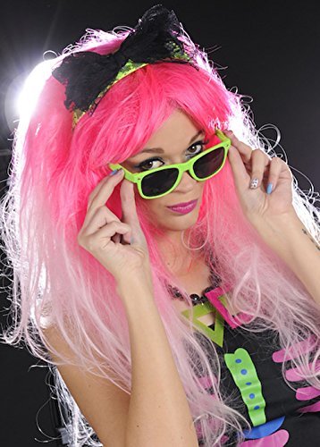 pink 80s wig