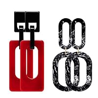 DHMK 2 Pairs Geometric Acrylic Drop Dangle Earrings, Boho Statement Dangles Earrings Stud Earring Set Fashion Jewelry for Wedding Christmas Party