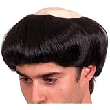 WIG ME UP Mönch-Perücke Schwarz Mit Tonsur – Für Karneval, Halloween, Mittelalter-Kostüm | Elastisch, Party-Perücke