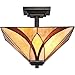 Quoizel TFAS1714VA Asheville Multicolor Stained Glass/Tiffany Semi-Flush Ceiling Lighting, 2-Light 200 Total Watts, 12