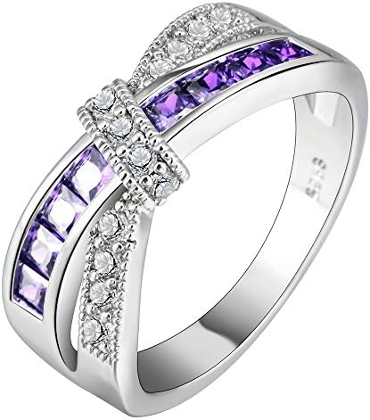 JBL Couple Promise Women Mystery Cross Fashion Love Eternity Gold Filled Vintage Wedding Birthday Stone Gifts purple silver Rings