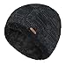 LETHMIK Unique Ribbed Knit Beanie Warm Thick Fleece Lined Hat Mens Winter Skull Cap Black