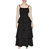 Tiered Ruffle Dress Women Casual Summer Spaghetti Strap Sleeveless Floral Layered Maxi Dress for Women Beach Sundress
