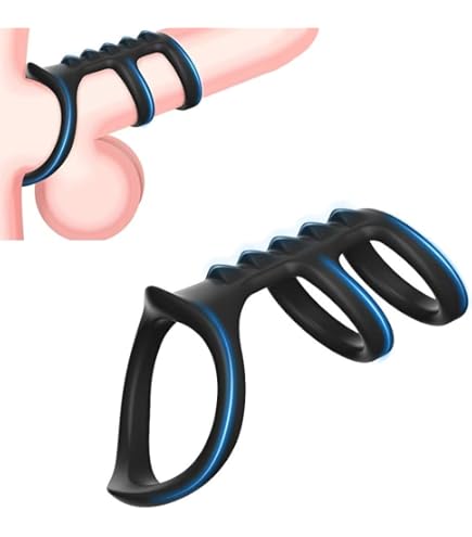 Amazon.com: Triple Penis Ring for Men - Black Silicone Cock Ring with  Ribbed Texture for Harder Longer Stronger Erections