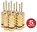 Monoprice 109438 Gold Plated Speaker Pin Plugs - 5 Pairs - Pin Screw Type, for Speaker Wire, Home Theater, Wall Plates and More primary