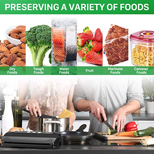 Vacuum Sealer, Automatic Food Vacuum Sealer Machine for Food Preservation, Multifunction Vacuum Sealing System with 10 Seal Bags and 1 Cutter, Dry and Moist Modes Compact | ETL & UL Safety Certified Black