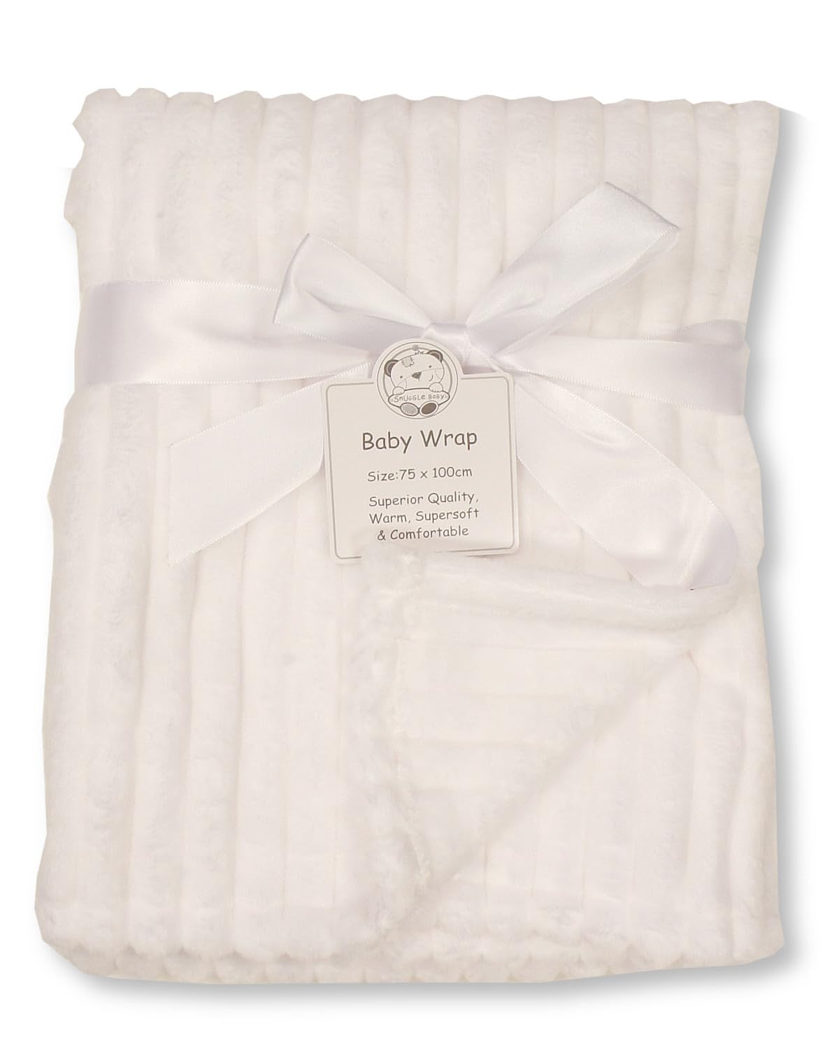 Baby Coral Fleece Wrap Blanket - Stripes (White)