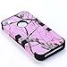 Phone Case for iPhone 5s 5,Trade A Luxury Triple Layer Hybrid Tree Pattern Camo Hybrid Hard Stand Case Cover for iPhone5 5s 5G with Free Screen Protector and Stylus(Black&Pink)