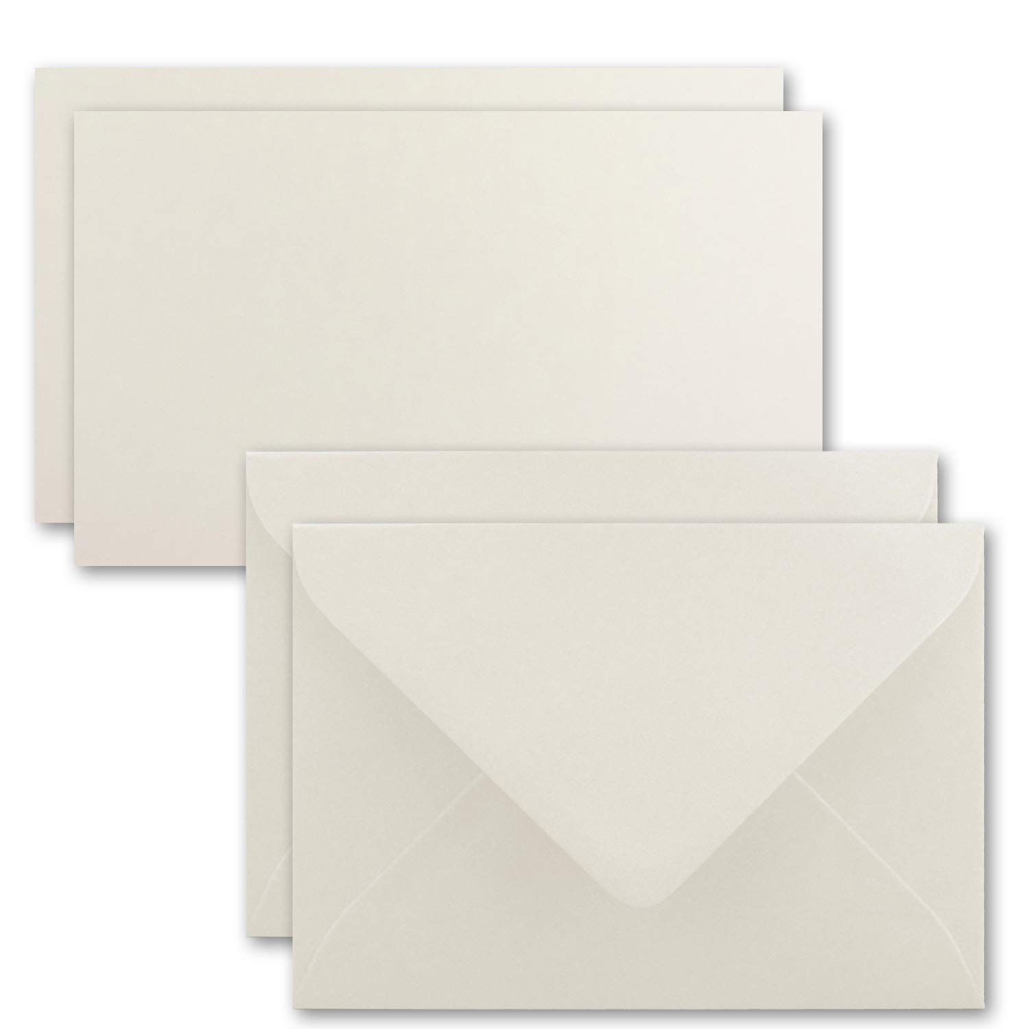 75x card with envelope set of single cards DIN A7-10.5x7.3 cm - natural white with envelopes C7