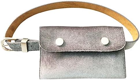 Karen Accessories Fashion PU Leather Fanny Pack Mini Waist Cellphone Wallet Bag Belt Purse (Silver gray)