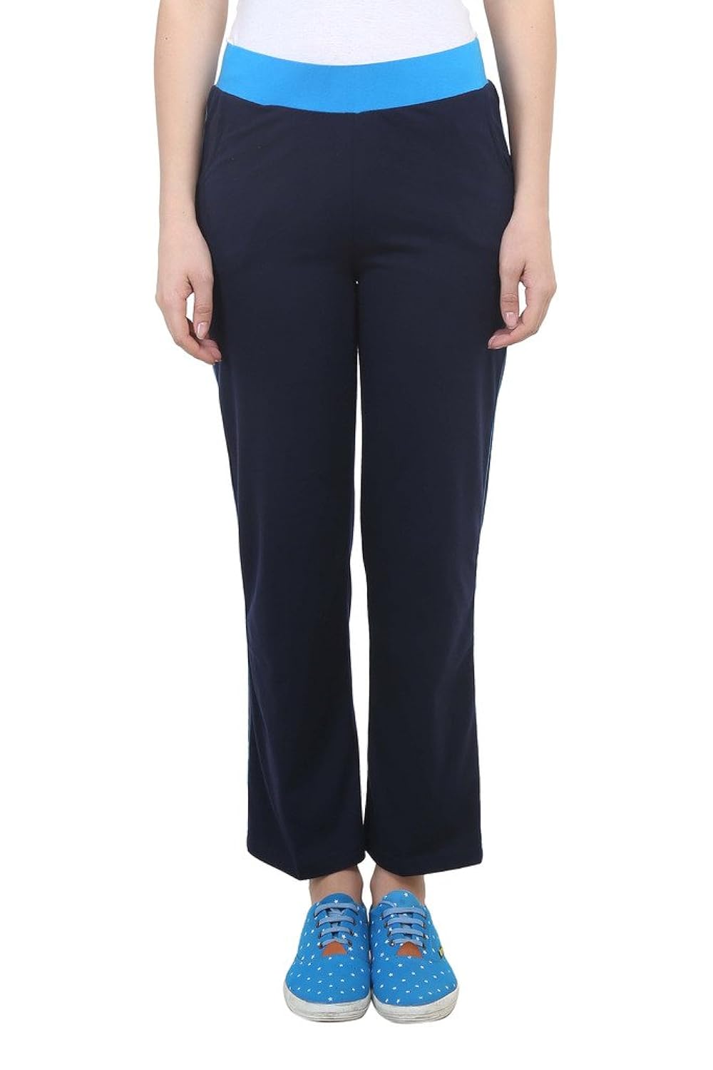 vimal black cotton blend trackpant for women