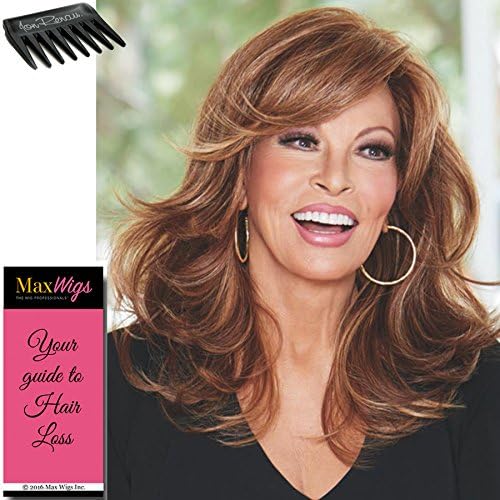 Curve Appeal Lace front Color RL30/27 RUSTY AUBURN - Raquel Welch Wigs 12" Long Layered Waves Heat Friendly Women's Synthetic Hand Tied Monofilament Part Bundle with Wig Comb, MaxWigs Hairloss Booklet