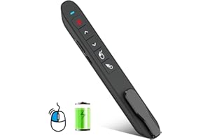 DINOSTRIKE Air Mouse Green Light USB Rechargeable Presentation Clicker Wireless Presenter Presentation Remote Control RF 2.4 GHz Powerpoint Clicker Slide Advancer for Mac Laptop Computer