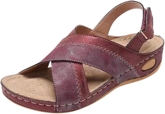 toe loop cross strap wedge sandals