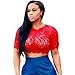 Goddessvan Women's Short Sleeve Sexy Sheer Blouse Mesh Lace Crop Top