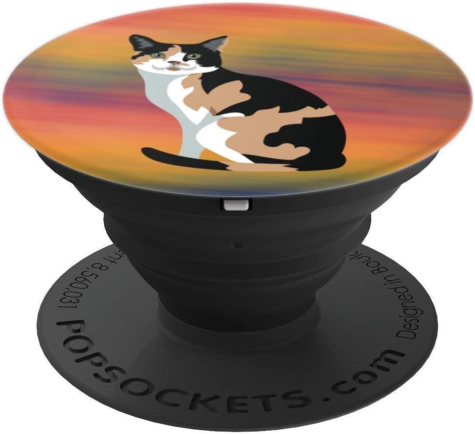 Amazon Com Calico Cat Sitting Drawing Art Clipart Popsockets Grip And Stand For Phones And Tablets
