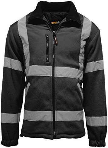 Mens Hi Vis Full Zip Fleece Jacket Medium Black