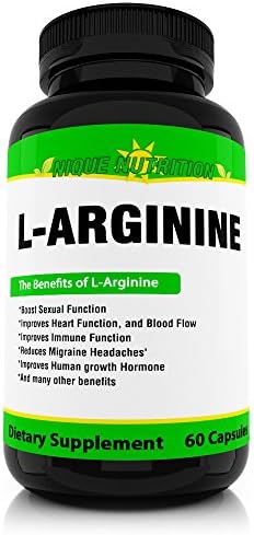 Nique Nutrition Premium L-Arginine Dietary Supplement for Increased Metabolism, to Increase Energy Levels and Improved Workout Performance - 60 Veggie Capsules