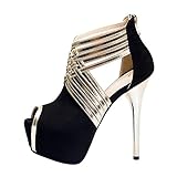 Fereshte Womens Sexy Fashion Peep-toe Stripe Sandals Super High Heels