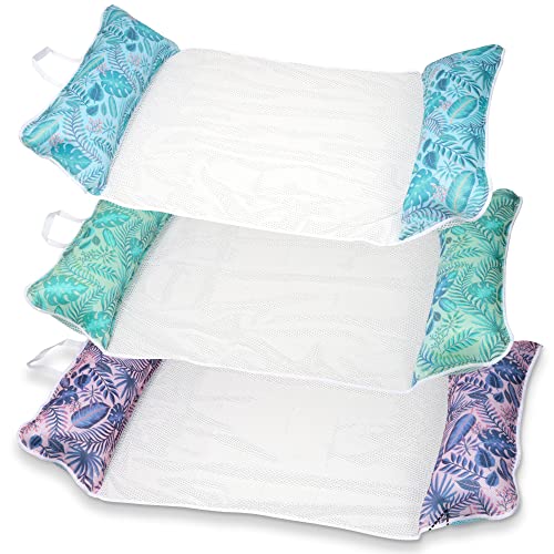 Sloosh 3 Pack Inflatable Pool Float Hammock, Water Lounges, Multi-Purpose Swimming Pool Accessories (Saddle, Lounge Chair, Hammock, Drifter), Lake, Outdoor, Beach