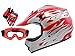 TMS Youth Kids Red Flame Dirt Bike ATV Motocross Helmet with Goggles and Gloves (Large)