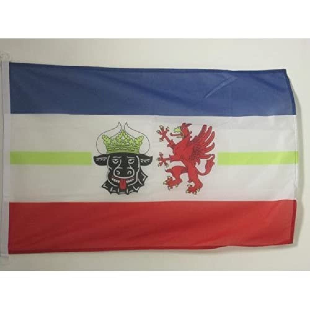AZ FLAG - Mecklenburg Flag - 2x3 Ft - For Outdoor - German region of Mecklenburg Banner Knitted Polyester with Two Plastic Rings - Fade Resistant - Vivid Colors - 2' x 3' Feet - 90x60 Cm