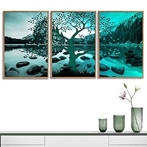 3 Piece Framed Canvas Wall Art for Living Room, Bedroom Abstract Tree Canvas Prints for Home Decoration Ready to Hang - 16"x24"x3 Panels
