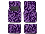 A Set of 4 Universal Fit Animal Print Carpet Floor mats for Cars / Truck - Zebra Purple