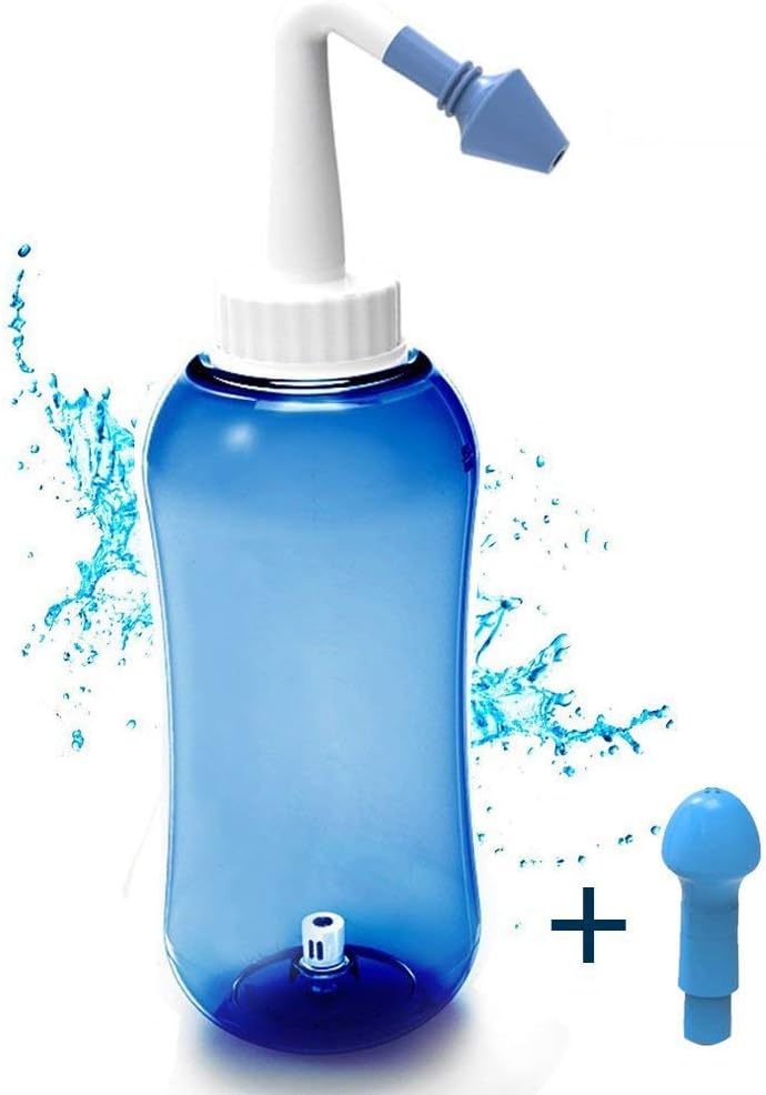 Irrigatore Nasale Manuale Per Lavaggi - 300 Ml Con 2 Beccucci Per Adulti E Bambini, Sollievo Da Sinusite E Allergie