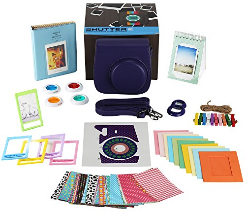 Fujifilm Instax Mini 8/8+ Accessories Bundle 10 Piece Gift Set Mini 8 Camera PURPLE Accessory Kit Includes, Mini 8 Case/2 Albums, Selfie Lens, 4 Colored Filters 10 Wall Hang Frames,60 Stickers & More