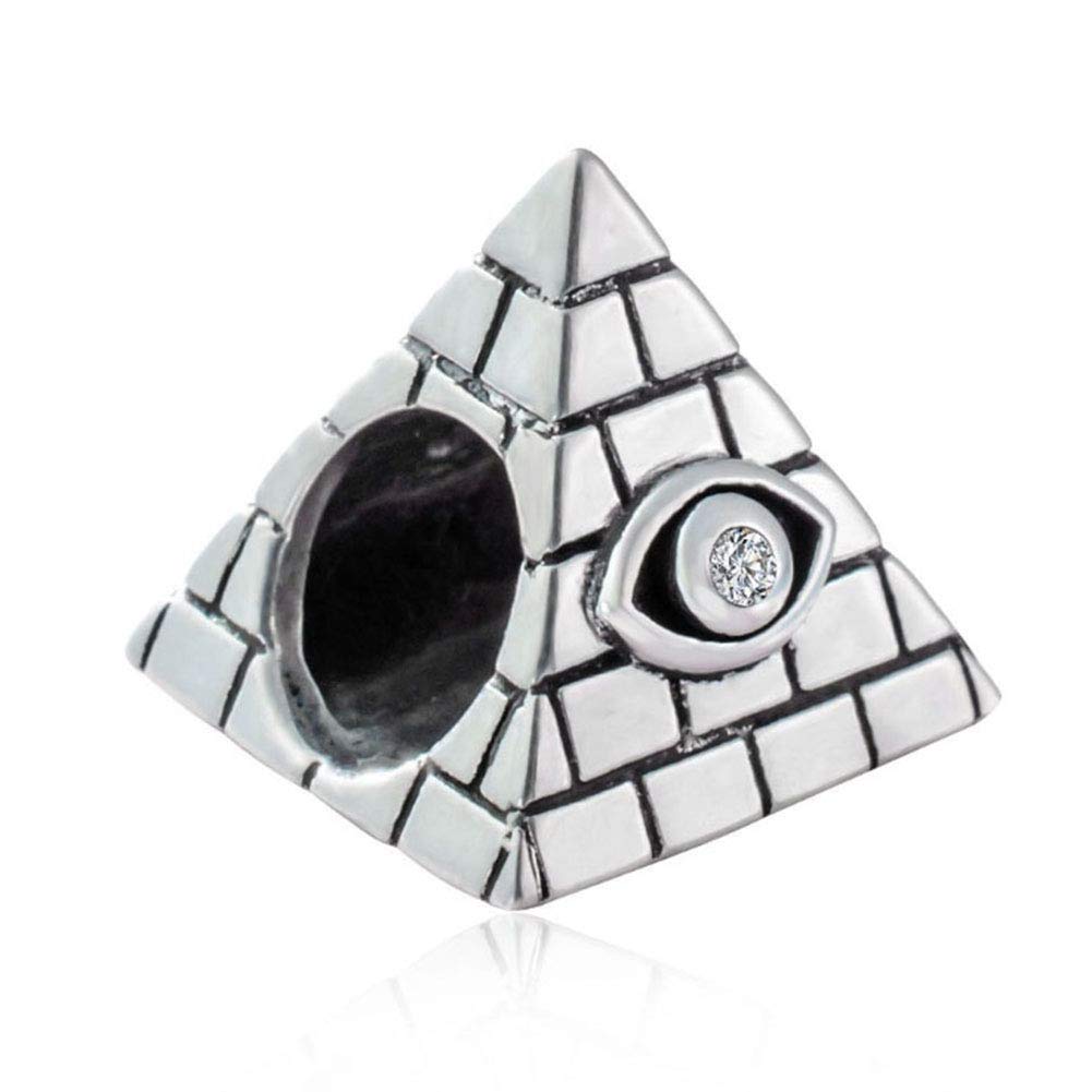 Eye of Devil Charm 925 Sterling Silver Eye Charm Pyramid Charm Building Charm for Pandora Charm Bracelet