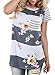 Alvaq Women Summer Casual Short Sleeve Floral Striped Tshirt Work Blouses Tunic Tops ,White(US12-14)Large