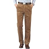 Kinghua Men's Pleated Front Corduroy Pants Casual Relaxed Fit Straight Leg Corduroy Pant