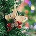 Kyatti 6ct Rustic Christmas Tree Ornaments Natural Burlap Country Xmas Hanging Decorations Stocking Glove Tree Bell Star Heart with Deer Head Pine Cones Black-Red Plaid Ribbon for Holiday Party Decor