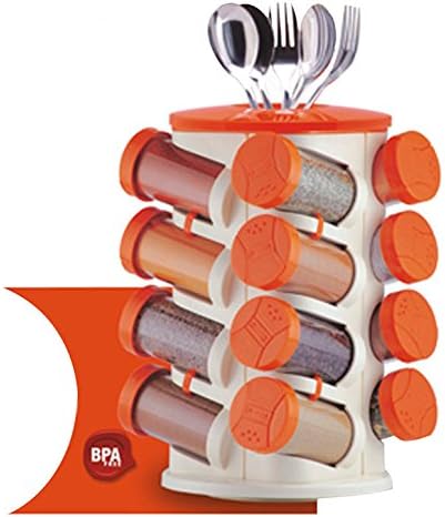 Trueware Plastic Spice Jar Set, 17-Pieces, Orange