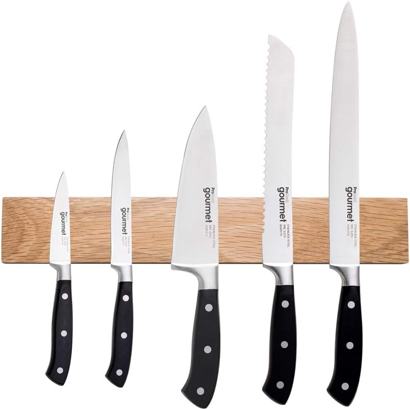 ProCook Gourmet X30 Knife Set 5 Piece with Magnetic American Oak Rack