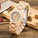 Sentai Wood Watch, Womens Handmade Wrist Watch with Adjustable Band, Date Calendar, Luminous Pointer