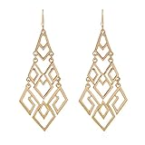 D EXCEED Women's Gold Cutout Diamond Chandelier Tiered Dangle Earrings, 3.15"