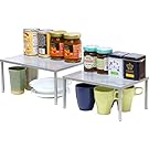 SimpleHouseware Expandable Stackable Kitchen Cabinet and Counter Shelf Organizer, Silver