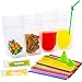 Time Saver Drink Pouches with Double Zipper for Clear Smoothie Bags - Straws and Popsicle Bags and Silicone Funnel +Ebook -176-Pcs| Food and Juice Reusable Container |Disposable and Non-Toxic,BPA Free