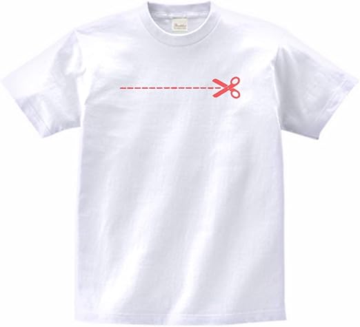 Amazon おもしろ Tシャツ 半袖 切り取り線 白 641r Tシャツ カットソー 通販