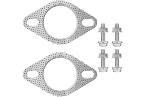 DKVUDHO 2pcs 2.5" Car Flange Exhaust Gaskets + 4pcs Steel Flange Bolt Nuts Screws Replacement for 120-06310-0002 Exhaust Pipe Gasket