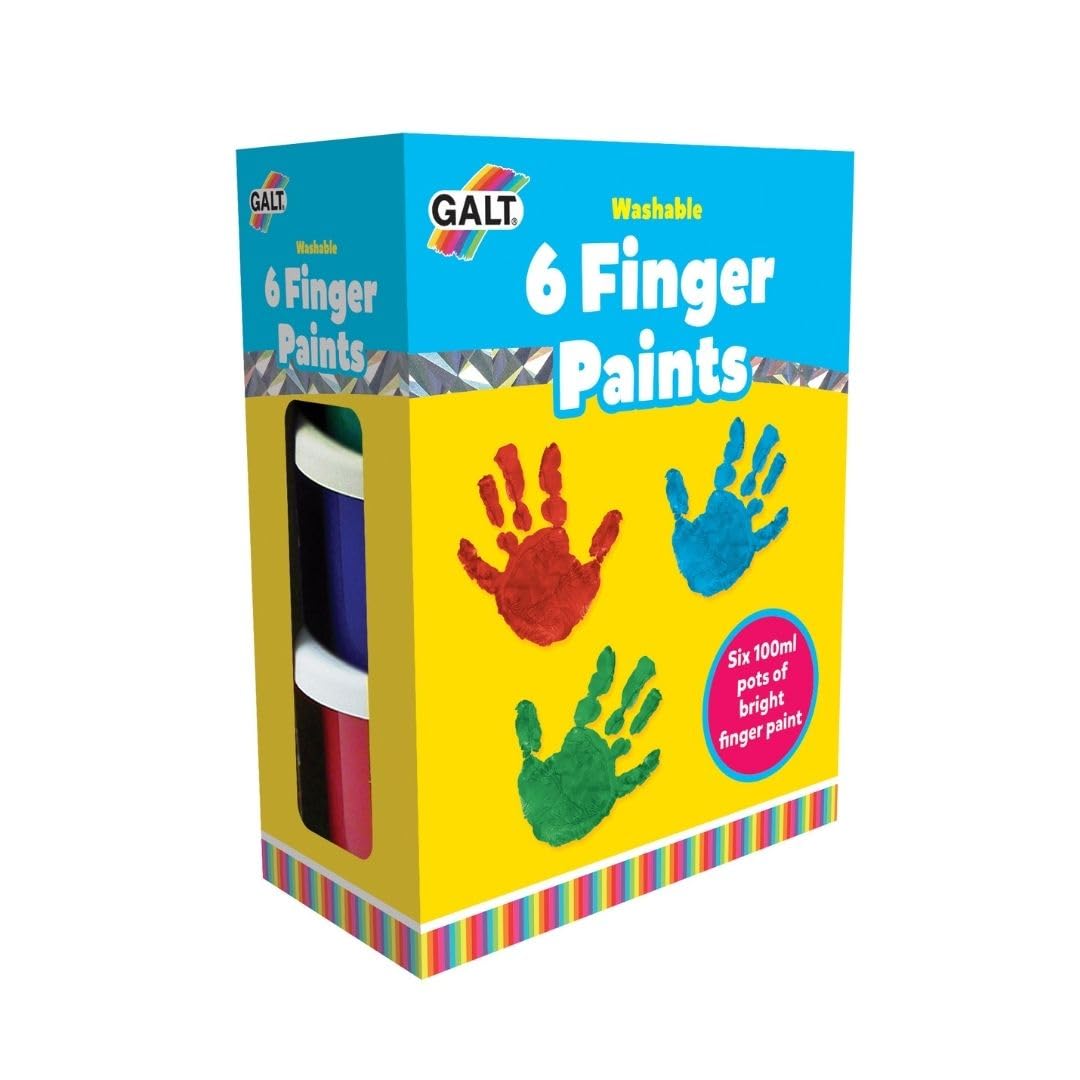 Galt Toys, 6 Finger Paints Washable, Finger Paints For Toddlers, Ages 2 Years Plus