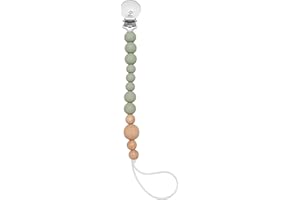LOULOU LOLLIPOP Colour Block Pacifier Clip – Food-Grade Silicone Soother Holder & Teether Strap – Secure, Non-Toxic Binky Clip for Babies – Durable, Stylish, and Easy to Clean – Unisex Baby Accessory - Sage