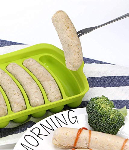 2 Pack Non-Stick Silicone Sausage Mold for Homemade Hot Dogs - DIY Hot Dogs - Hot Dog Mold for Oven and Microwave (Blue and green) - Thumbnail 6