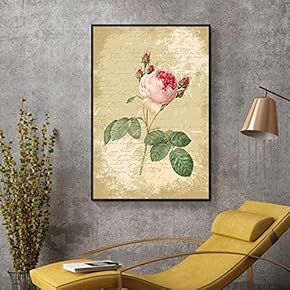 Floating Framed for Living Room Bedroom Retro Flower for